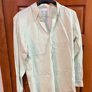 Paul Fredrick Men's Casual Shirt with Light Green Stripes